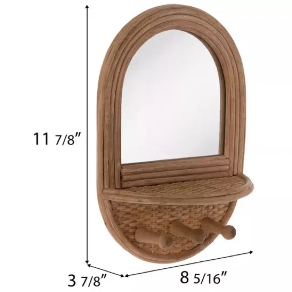 Wood Wall Mirror With Hooks